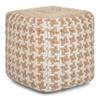 SIMPLIHOME Cullen Boho Cube Pouf in Natural Woven Wool and Jute for the Living Room, Bedroom and Kids Room view 1