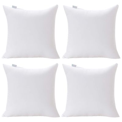 Acanva Square Premium Throw Pillow Inserts with Microfiber Filled, Lumbar Support Decorative Stuffer for Sofa Bed Couch & Chairs, 22x22(4 Count), White