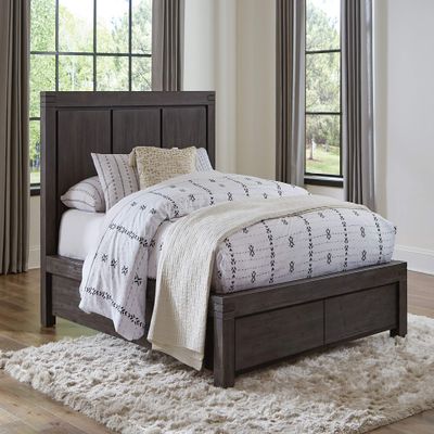 Modus Furniture Solid Wood Footboard-Storage Bed, Queen, Meadow - Graphite