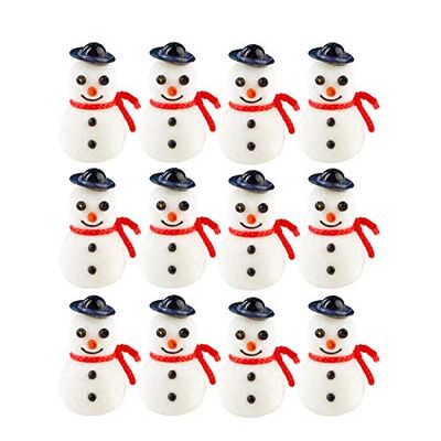 20 Pieces Miniature Flocked Snowmen for Home Projects, Crafting, Decorating for Holidays and More