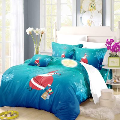 REALIN Santa Claus Duvet Cover Set Christmas Balloon Gift elk Bedding Snow House Christmas Tree Bed Sets,2/3/4PCS Microfiber Quilt Covers/Sheets/Pillow Shams,Twin/Full/Queen/King Size