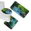 Amagical Beautiful Waterfall in Tropical Forest Green Decor 16 Piece Bathroom Mat Set Shower Curtain Set Bath Mat Contour Mat Toilet Cover Waterproof Shower Curtain with 12 Hooks view 3