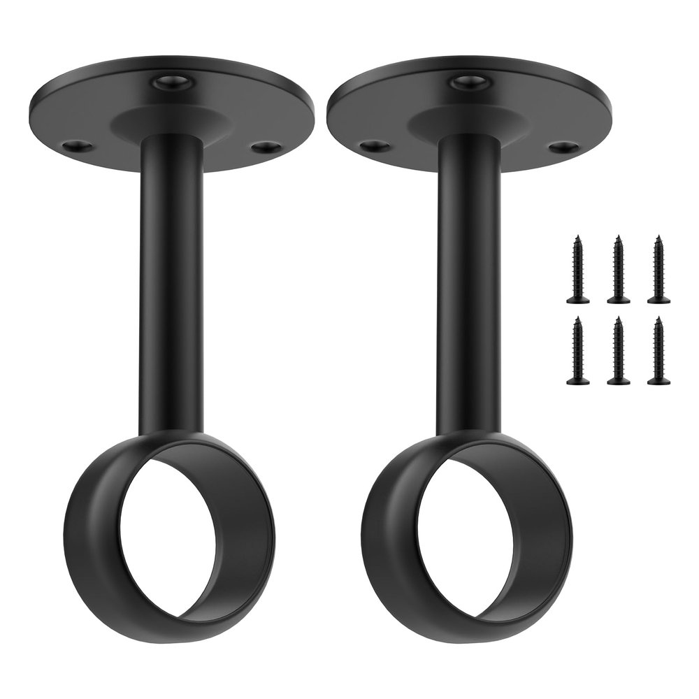 SDTC Tech 1 Inch Curtain Rod Ceiling-Mount Bracket Stainless Steel Black