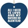 Designsify Christmas Tree Decoration, All I Need is Love and My Rafeiro Do Alentejo, Heart Ornament Blue, Gifts for Birthday Anniversary Valentines Mom Mothers Fathers Day Party, to Men Women Him Her view 1