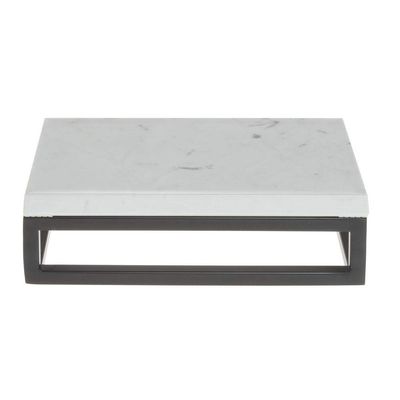 HUBERT Black Display Riser with Marble Top - 3 1/5" H