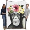 Monkey Flower Crown Blanket by Grace Popp - Cute Funny Gift Tapestry Throw Woven from Cotton - Made in the USA (72x54) view 1