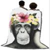 Monkey Flower Crown Blanket by Grace Popp - Cute Funny Gift Tapestry Throw Woven from Cotton - Made in the USA (72x54) view 3