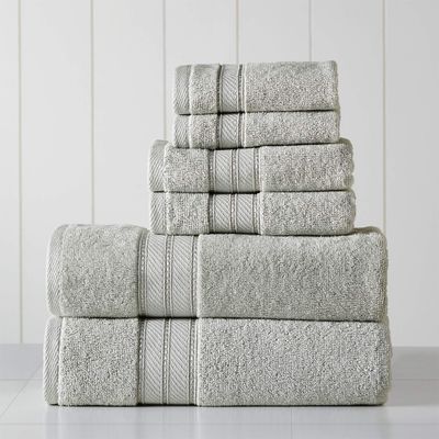 Modern Threads - Spun Loft 6-Piece 100% Combed Cotton Towel Set - Bath Towels, Hand Towels, & Washcloths - Super Absorbent & Quick Dry - 600 GSM - Soft & Plush, Gray