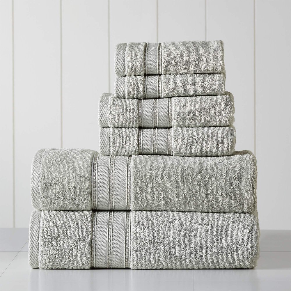 Modern Threads - Spun Loft 6-Piece 100% Combed Cotton Towel Set - Bath Towels, Hand Towels, & Washcloths - Super Absorbent & Quick Dry - 600 GSM - Soft & Plush, Gray