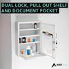 AdirMed White Locking Medication Cabinet with Document Pocket, Metal Wall Mounted Medication Cabinet with Dual Lock and Dual Keys, 21" H x 16" W x 6" D view 4