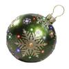 18" LED Lighted Green Jeweled Commercial Grade Christmas Ball Ornament with Snowflake view 1