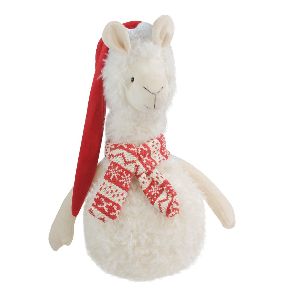Northlight Llama with Red Santa Hat Christmas Table Top Decoration, 17.75", White