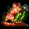 17" Pre-Lit Green and Red Holographic Santa in Sleigh Christmas Window Silhouette Decoration view 2