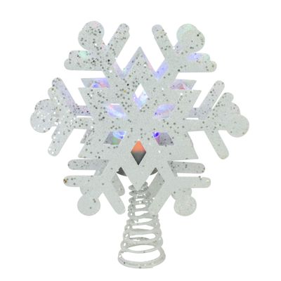 12" Lighted White Snowflake Christmas Tree Topper - Multicolor Lights