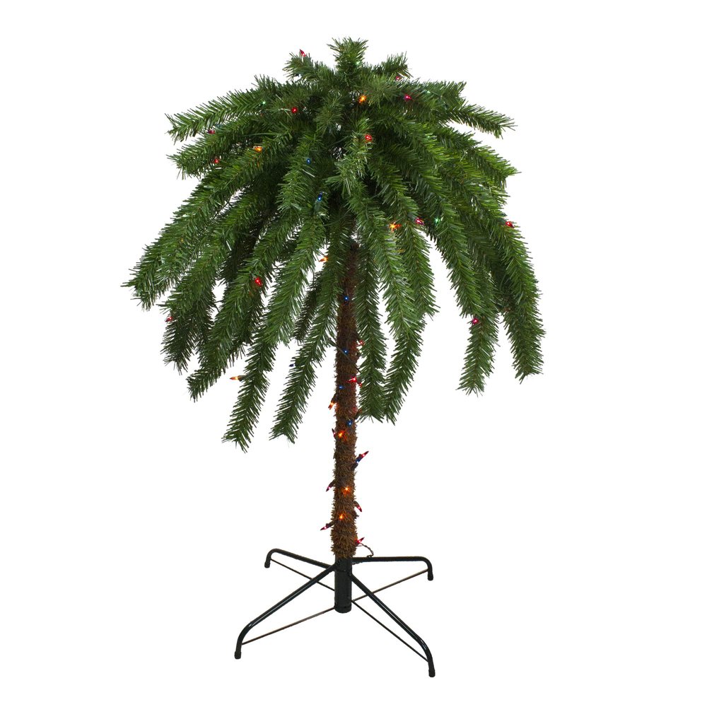 4' Pre-Lit Artificial Tropical Outdoor Patio Palm Tree - Multicolor Lights