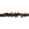50' Black with Orange Jack O Lanterns Halloween Tinsel Garland - Unlit view 2