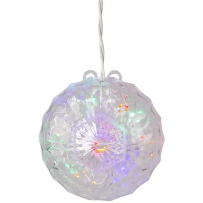 6" LED Lighted Multi-Color Hanging Crystal Sphere Outdoor Christmas Decoration