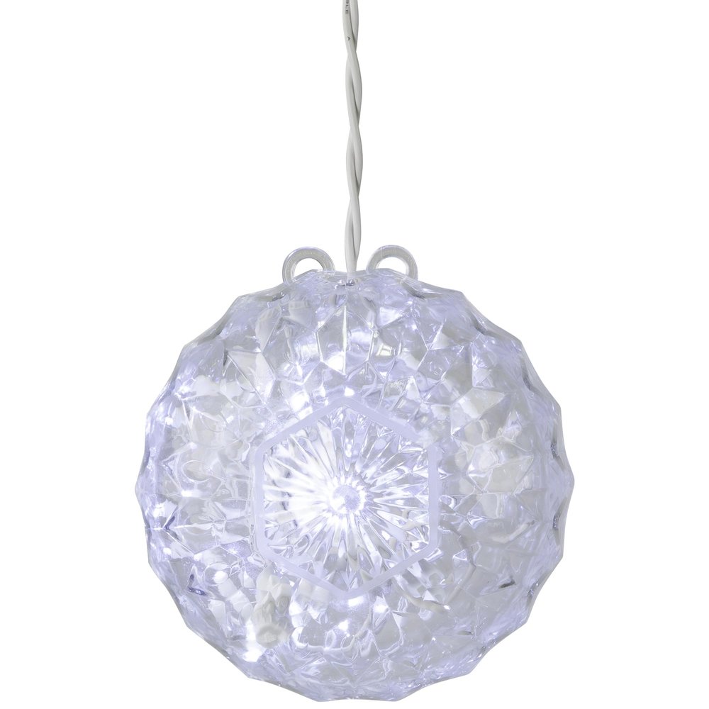 6" Clear LED Hanging Christmas Crystal Sphere Decor