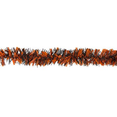 50' Orange and Black Halloween Tinsel Garland - Unlit