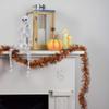 50' Orange and Black Halloween Tinsel Garland - Unlit view 2