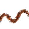 50' Orange and Black Halloween Tinsel Garland - Unlit view 3