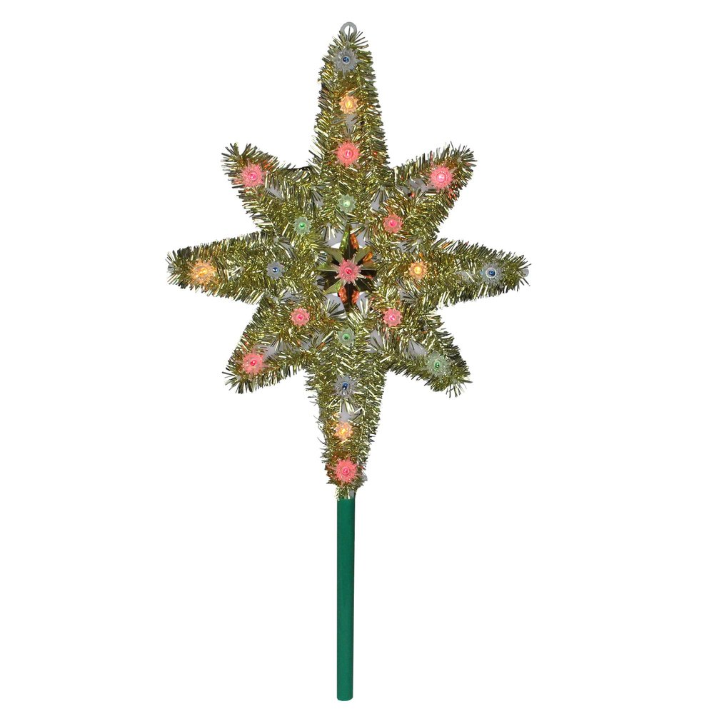 21" Lighted Gold Star of Bethlehem Christmas Tree Topper - Multicolor Lights
