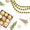 33ft x 10mm Shiny Gold Round Beaded Christmas Garland view 3