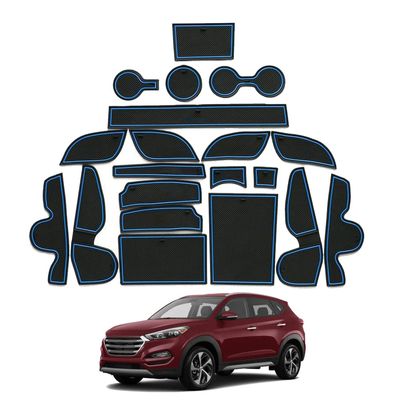 Great-luck Car Interior Accessories Door Storage Mat, Gate Slot Mat, Coaster Mat Dust-Proof Anti-Slip 20Pcs/Set(Blue) for Tucson(2015 2016 2017 2018)