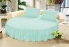 1 Piece Solid 15" Deep Pocket Double Ruffle Bed Skirt/Bed Spread for Round Bed 600TC Egyptian Cotton (Aqua, Queen 88" Diameter) view 1