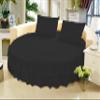 1 Piece Solid 15" Deep Pocket Double Ruffle Bed Skirt/Bed Spread for Round Bed 600TC Egyptian Cotton (Black, Twin 76" Diameter) view 1