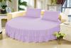 1 Piece Solid 15" Deep Pocket Double Ruffle Bed Skirt/Bed Spread for Round Bed 600TC Egyptian Cotton (Lavender, Queen 88" Diameter) view 1