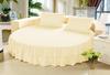 1 Piece Solid 15" Deep Pocket Double Ruffle Bed Skirt/Bed Spread for Round Bed 600TC Egyptian Cotton (Ivory, Queen 88" Diameter) view 1