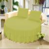 1 Piece Solid 15" Deep Pocket Double Ruffle Bed Skirt/Bed Spread for Round Bed 600TC Egyptian Cotton (Sage, Full 84" Diameter) view 1