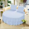 1 Piece Solid 15" Deep Pocket Double Ruffle Bed Skirt/Bed Spread for Round Bed 600TC Egyptian Cotton (Baby Blue, Twin 76" Diameter) view 1
