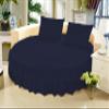 1 Piece Solid 15" Deep Pocket Double Ruffle Bed Skirt/Bed Spread for Round Bed 600TC Egyptian Cotton (Navy Blue, Twin 76" Diameter) view 1