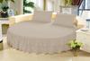 1 Piece Solid 15" Deep Pocket Double Ruffle Bed Skirt/Bed Spread for Round Bed 600TC Egyptian Cotton (Taupe, Queen 88" Diameter) view 1