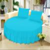 1 Piece Solid 15" Deep Pocket Double Ruffle Bed Skirt/Bed Spread for Round Bed 600TC Egyptian Cotton (Turquoise, Full 84" Diameter) view 1