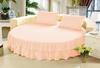 1 Piece Solid 15" Deep Pocket Double Ruffle Bed Skirt/Bed Spread for Round Bed 600TC Egyptian Cotton (Peach, Queen 88" Diameter) view 1