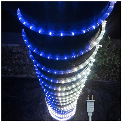 Russell Decor 40FT Rope Lights Indoor Outdoor Lighting for Christmas Snow Theme Decoration for Party Trees Patio Deck Flexible String Lights (White Blue)