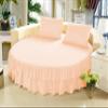 1 Piece Solid 15" Deep Pocket Double Ruffle Bed Skirt/Bed Spread for Round Bed 600TC Egyptian Cotton (Peach, Twin XL 80" Diameter) view 1