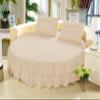 1 Piece Solid 15" Deep Pocket Double Ruffle Bed Skirt/Bed Spread for Round Bed 600TC Egyptian Cotton (Beige, Twin 76" Diameter) view 1