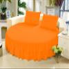 1 Piece Solid 15" Deep Pocket Double Ruffle Bed Skirt/Bed Spread for Round Bed 600TC Egyptian Cotton (Orange, Twin XL 80" Diameter) view 1