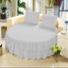 1 Piece Solid 15" Deep Pocket Double Ruffle Bed Skirt/Bed Spread for Round Bed 600TC Egyptian Cotton (Light Gray, Full 84" Diameter) view 1