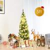 Giantex, Green Artificial Pencil Christmas, Premium Hinged Pine Tree with Solid Metal Legs, Perfect for Home, Shops and Holiday Decoration, (5FT) (Artificial Pencil Christmas Tree) view 2