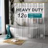 AmazerBath Heavy Duty Shower Curtain Liner 12 Gauge, 72 x 65 Inches Clear Shower Curtain Liner with 3 Clear Stones and 12 Grommet Holes, Weighted Plastic Shower Liner view 1