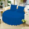 1 Piece Solid 15" Deep Pocket Double Ruffle Bed Skirt/Bed Spread for Round Bed 600TC Egyptian Cotton (Blue, Twin XL 80" Diameter) view 1
