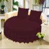 1 Piece Solid 15" Deep Pocket Double Ruffle Bed Skirt/Bed Spread for Round Bed 600TC Egyptian Cotton (Wine, Twin XL 80" Diameter) view 1