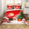 Erosebridal Santa Claus Bedding Set Twin Size Christmas Tree Decor Red Duvet Cover Christmas Warm Theme Bedding Duvet Cover Pattern Snowman Star Decor Soft Bedspread Cover for Adult Teens Kids view 4