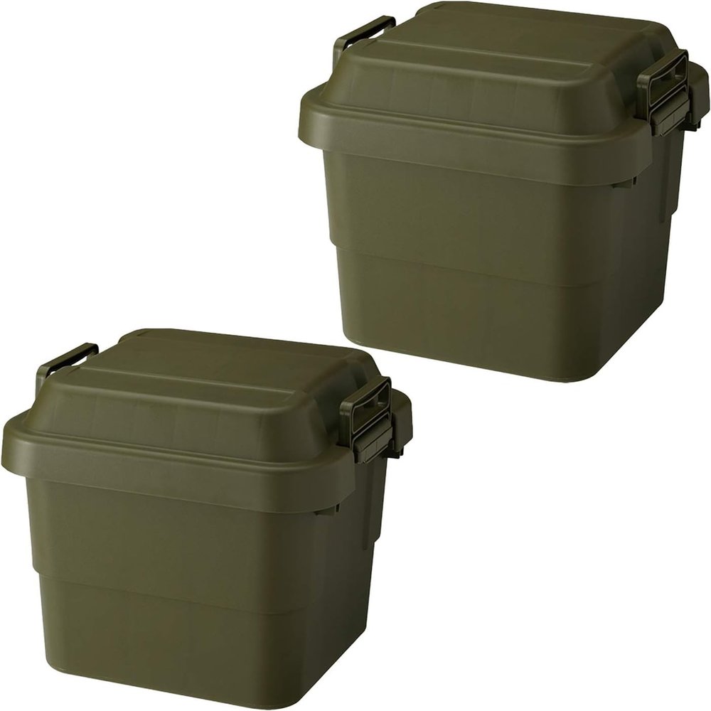 Risu TC-30 Trunk Cargo Storage Box, Made in Japan, 7.9 gal (30 L), Green, Set of 2
