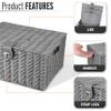 ARPAN Set of 3 Resin Woven Utility Storage Basket Box With Lid & Lock (Grey) view 3
